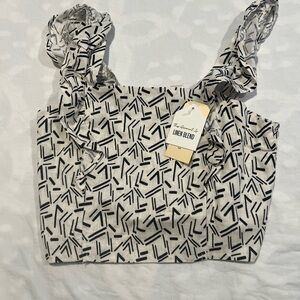 Monteau Black and White Patterned Tank Top